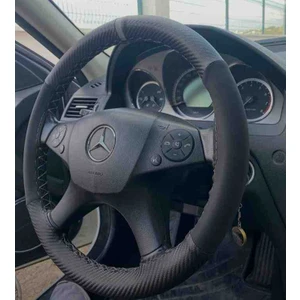 Oto Direksiyon Kılıfı Karbon Alkantre Gri Yüzük Gri Ip