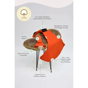 Çocuk Taşıyıcı Ana Kucağı Turuncu %100 Pamuk Baby Sling 8 Ay - 4 Yaş (20 Kg)