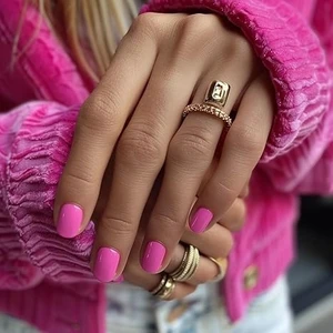 Tips Art Fuşya Pembe Düz Kısa 24’lü Takma Tırnak Seti ve Zararsız Yapıştırıcı