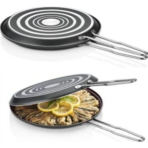 Siyah Çift Taraflı Ikiz Balık Tavası 32 cm Yapışmaz Taban Teflon Granit 32 Balık Tavası Granit 1