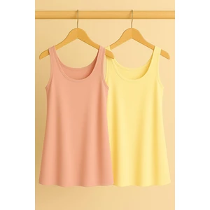 2 Adet A Kesim Rahat Kalıp Basic Kalın Askılı Atlet Tişört