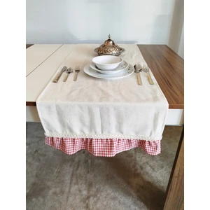 Naturel Organik Yumuşak Keten Fırfırlı Runner 47X120 cm