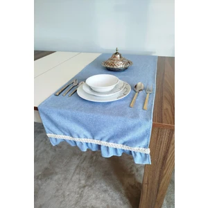 Naturel Organik Yumuşak Keten Fırfırlı Runner 47X120 cm