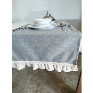 Naturel Organik Yumuşak Keten Fırfırlı Runner 47X120 cm