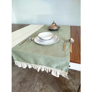 Naturel Organik Yumuşak Keten Fırfırlı Runner 47X120 cm