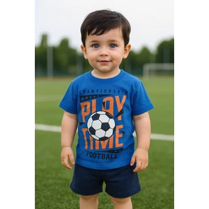 Masal Dünyası Bursa Play Time Yazılı Top Desenli Erkek Çocuk Şortlu Takım 1-4 Yaş