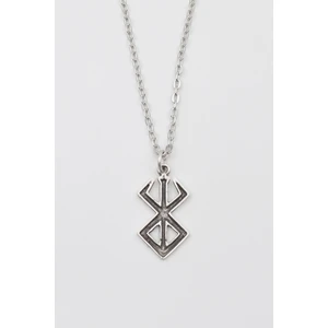 Modern Berserk Manga Kolye - Düz Ezme Ithal Zincirli Unisex Gümüş Kaplama Anime Takı - 60 cm