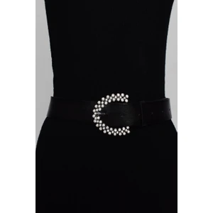 Kadın Siyah-Gümüş Taşlı Kemer BE321