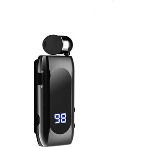 LED Ekranlı Makarali Kablosuz Bluetooth Kulaklık Siyah