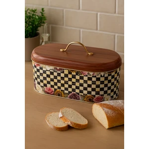 Makri Home Ekmeklik, Metal Ekmeklik, Ekmek Sepeti, Çiçek Desenli Ekmeklik, Yerli Üretim (34  cm   x  19  cm   x  16  cm )
