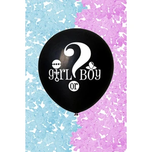 Büyük Boy Girl Or Boy Siyah Cinsiyet Belirleme Partisi Balonu Konfeti