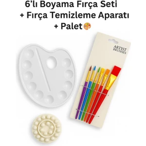 Model 6 Lı Fırça&palet&Cleaner Hobi ve Profesyonel Seti Dms-1