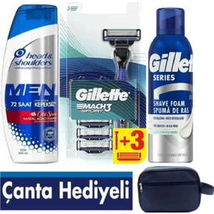 Mach3 Sport 1 Makine+ 3 Yedek Tıraş Bıçağı - 200 ml Köpük - 300 ml Şampuan – Çanta