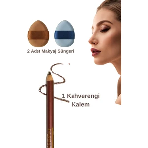 1 Suya Dayanıklı Dolgun Dudak Göz Pürüzsüz Eyeliner Kaş Boyama Kalemi Peeling Dudak 2 Makyaj Süngeri
