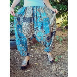 Paçası Lastikli Viskon Kumaş Çiçek Desenli Cepli Şalvar %100 Pamuk 38 Bedenden 100 Kiloya Kadar