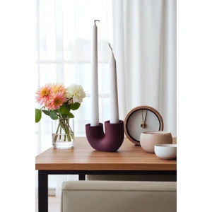 Çift Yuvalı Şık ve Modern Beton Şamdan Mumluk