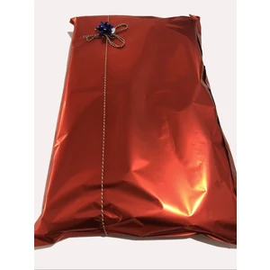 3 Lü Ultra Büyük Boy Kırmızı Yapışkanlı Metalize Hediye Poşeti Metalik Ambalaj Paketi 50X70