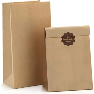 50 Adet Kalın Kraft Hediye Kağıdı Kese Kağıdı 13X24 Ebat Dik Duran Kare Dipli