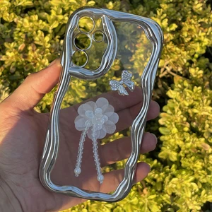 Samsung Galaxy A15 Kılıf Gümüş Taşlı Darbe Önleyici Silikon Kapak