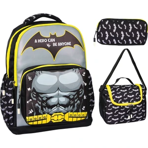 3’lü Ilkokul Sarı Baskılı, Erkek Çocuk Beslenmeli ve Kalemlikli Okul Çantası