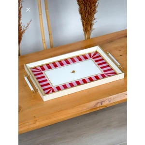 Lüks Çay Tepsisi 6 Kişilik, Sunum Tepsisi 30*42 cm