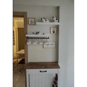 Şık ve Fonksiyonel Kahve Köşesi Ünitesi -( Üstü Ceviz Renk - 30 x 70X 92 )