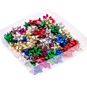 10 Adet Parlak Metalik Karışık Küçük Boy Fiyonk Kutu ve Ambalaj Süsü Rafya Yapışkanlı Yıldız Süs