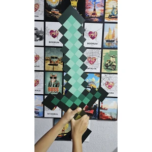Minecraft Elmas Kılıç Temalı Ahşap Oyuncak (Diamond Sword)