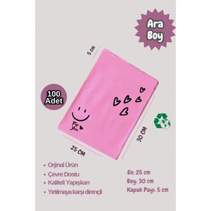 100 Adet 25X35 Ara Boy Fuşya Kargo Poşeti Cepsiz Hediye Ambalaj Poşeti