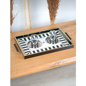 Lüks Çay Tepsisi 6 Kişilik, Sunum Tepsisi 30*42 cm