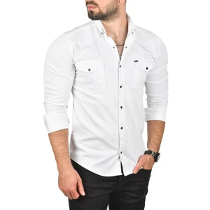 Slim Fit Pamuklu Cepli Kot Gömlek Çıtçıtlı Uzun Kollu Spor Gömlek 2502503