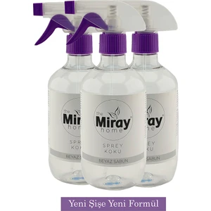 Miray Home Beyaz Sabun Kokulu Oda Spreyi – Ev, Ofis ve Araba Için Temiz ve Ferah Koku – 500 ml x 3 Adet