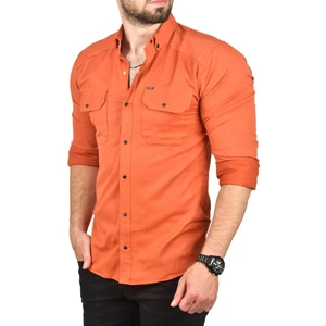 Slim Fit Dar Kesim Pamuklu Spor Gömlek Çıtçıtlı Likralı Gabardin Gömlek 2300421