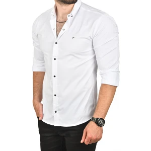Çıt Çıt Düğmeli Örme Kumaş Dar Kesim Likralı Gömlek 2300413