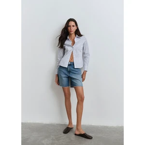 Lidia Real Blue Puslu Koyu Mavi Jean Şort 1410145-89744