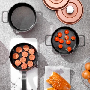 Retro Cast Mini Döküm Tencere Seti 5 Parça-Rosegold