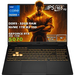 ASUS TUF Gaming F16 FX608JPR-QT002-GAMING Intel Core i7 14650HX 32GB 1TB SSD RTX 5070 8GB 115W 16" 2.5K  WQXGA 165Hz IPS Panel Freedos Taşınabilir Bilgisayar
