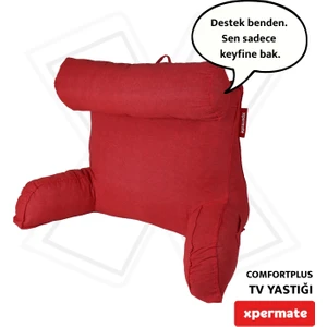 Comfortplus Tv Yastığı Kollu Okuma Yastığı, Sırt Destek Yastığı, Üçgen Yastık, Bel Yastığı Kırmızı