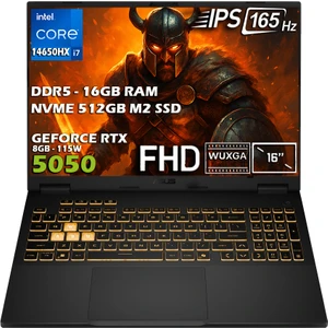ASUS TUF Gaming F16 FX608JHR-RV048-GAMING Intel Core i7 14650HX 16GB  512GB SSD RTX5050 8GB 115W 16'' FHD 165Hz IPS Panel Freedos Taşınabilir Bilgisayar
