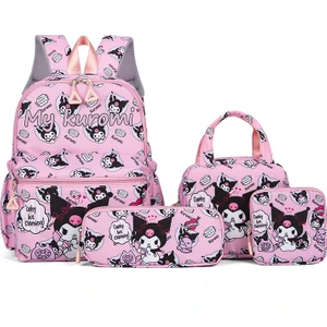 Kuromi Temalı Geniş Kapasite Öğrenci Tarz 4 Parça Kalemlik Beslenme Set Okul Sırt Çantası (Yurt Dışından)