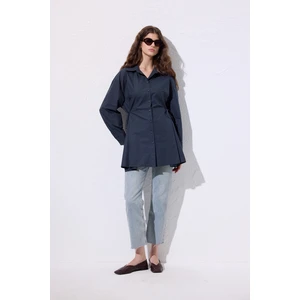 Bağlama Detaylı Gömlek Lacivert