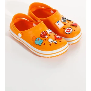 Samesa Turuncu Düz Aksesuarlı Clogs Sabo Doktor Hemşire Hastane Eva Yazlık Plaj - Günlük Terlik