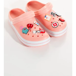 Samesa Pembe Düz Aksesuarlı Clogs Sabo Doktor Hemşire Hastane Eva Yazlık Plaj - Günlük Terlik