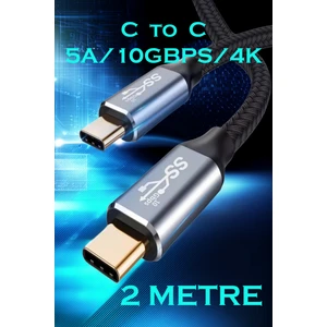 C4 Type-C To Type-C 5A/100W/10GBPS Şarj Data ve 4K Görüntü Aktarım Kablosu -2mt