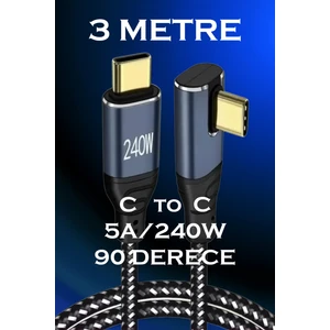 C27 Type-C To C 90 Derece 5A/240W Şarj ve Data Kablosu -3mt