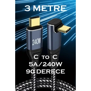 C26 Type-C To C 90 Derece 5A/240W Şarj ve Data Kablosu -3mt