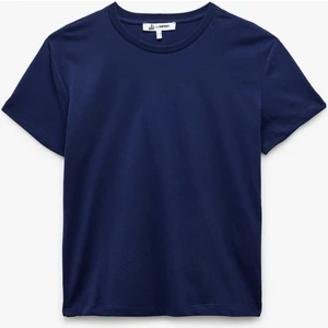 Kısa Kollu Bisiklet Yaka Pamuklu Basic Tişört