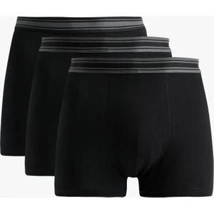 Çizgili Lastik Detaylı Pamuklu 3'lü Boxer Seti