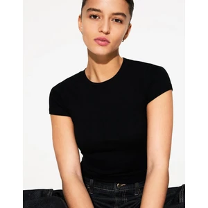 Kadın Siyah Basic Bisiklet Yaka Tişört / Vücuda Oturan Kesim