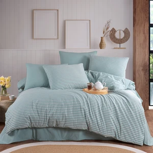 Teksnil Home | Yeşil Natural Stripe Çift Kişilik Saten Nevresim Takımı